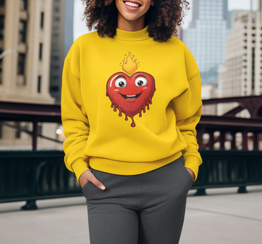 Happy Sacred Heart Premium Heavyweight Non-Hooded Sweatshirt Mikey Yaw