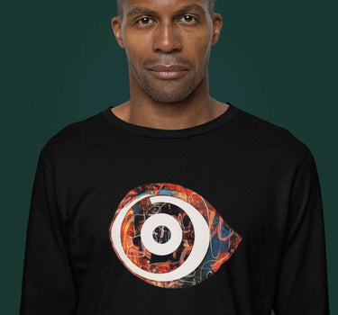 Long Sleeve T-Shirt with Abstract Eye Design - Mikey Yaw