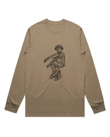 Low Pose in Headphones Scribble Drawing Long Sleeve Staple T-Shirt