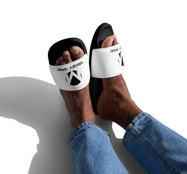 Men’s White with Black Monogram Slides Mikey Yaw