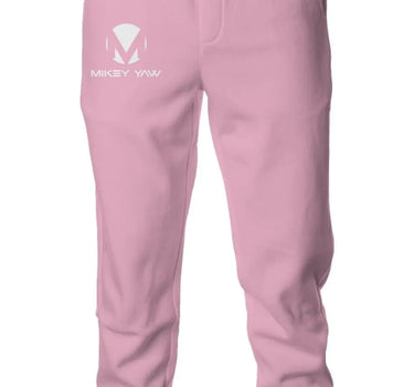 Midweight Fleece Jogger Sweatpants - Light Pink with White Logo - Mikey Yaw