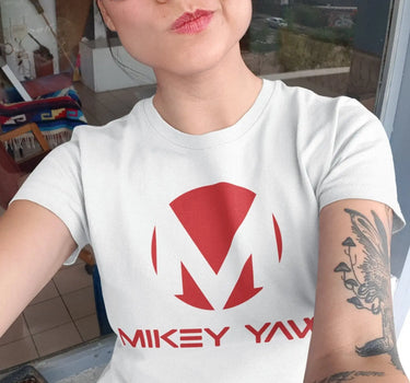 Mikey Yaw Monogram on White Staple Short Sleeve T-Shirt - Mikey Yaw