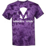 Mikey Yaw White Monogram on Purple Crystal Tie-Dye Short Sleeve T-Shirt - Mikey Yaw