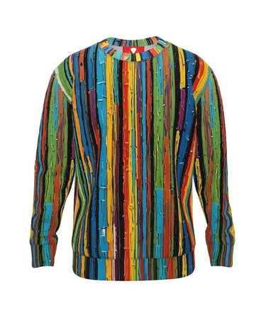 Painted Lines All Over Print Sweater Contrado