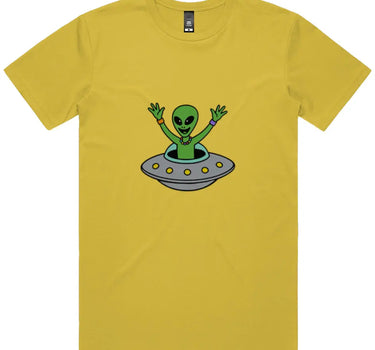 Partying Alien in UFO Short Sleeve Staple T-Shirt