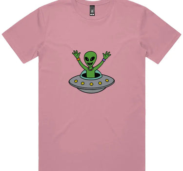 Partying Alien in UFO Short Sleeve Staple T-Shirt