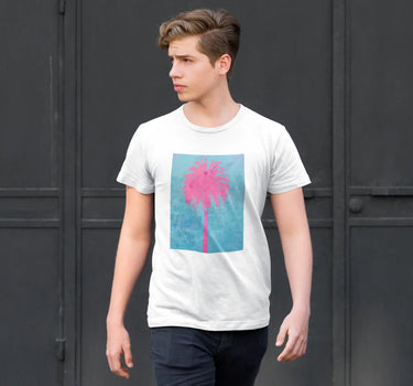 Pink Palm Tree short Sleeve Staple T-Shirt Apliiq