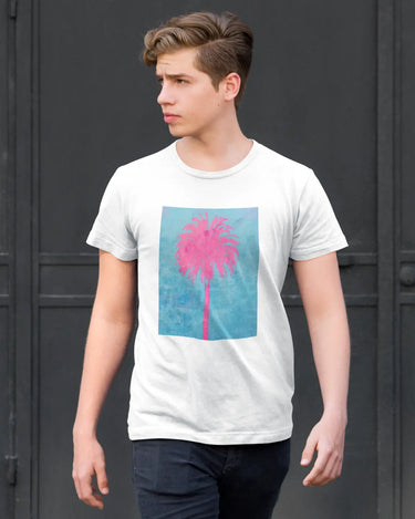 Pink Palm Tree short Sleeve Staple T-Shirt Apliiq