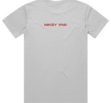 Defy The Norm Short Sleeve Staple T-Shirt - White with Red Text - Mikey Yaw