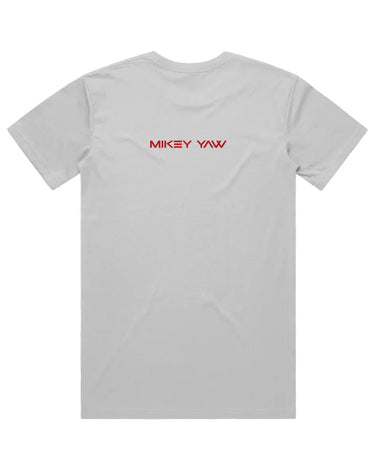 Defy The Norm Short Sleeve Staple T-Shirt - White with Red Text - Mikey Yaw