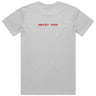 Defy The Norm Short Sleeve Staple T-Shirt - White with Red Text - Mikey Yaw