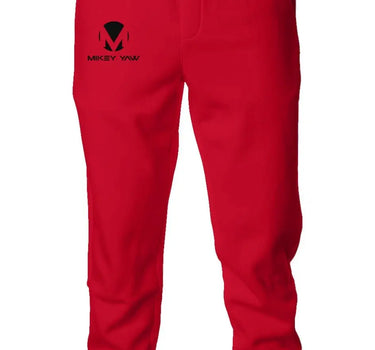 Red Midweight Fleece Jogger Sweatpants with Black Logo - Mikey Yaw