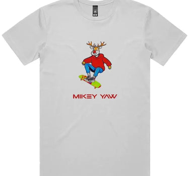 Reindeer Skateboarding Staple Holiday T-Shirt - Mikey Yaw