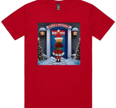 Santas Workshop HR Staple Holiday T-Shirt - Mikey Yaw