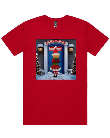 Santas Workshop HR Staple Holiday T-Shirt - Mikey Yaw