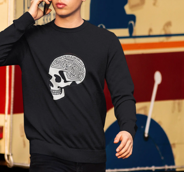 Skull Premium Heavyweight Non-Hooded Sweatshirt Apliiq