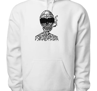Smoking Skull with Sunglasses Premium Heavyweight Hooded Sweatshirt