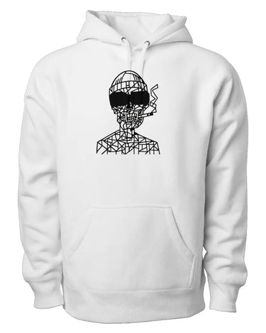 Smoking Skull with Sunglasses Premium Heavyweight Hooded Sweatshirt