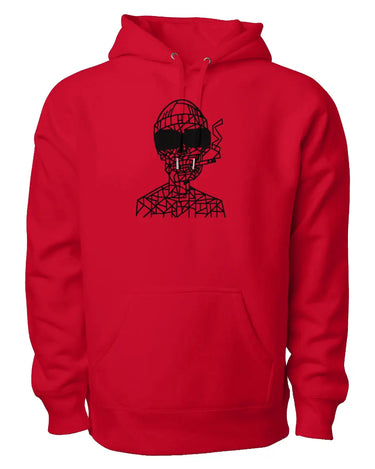 Smoking Skull with Sunglasses Premium Heavyweight Hooded Sweatshirt