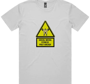 Social Media Fitness Post Caution Sign Short Sleeve Staple T-Shirt Apliiq