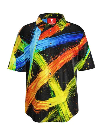 Spray Painted Multicolor Defy Button Down Short Sleeve Shirt Contrado