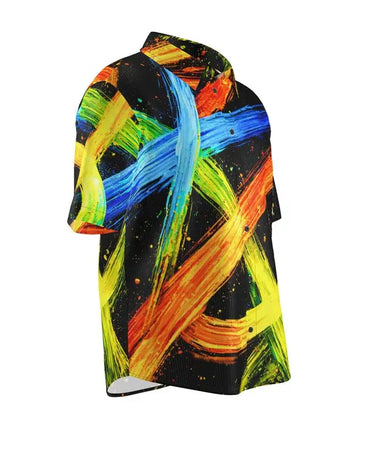 Spray Painted Multicolor Defy Button Down Short Sleeve Shirt Contrado