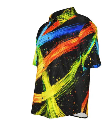 Spray Painted Multicolor Defy Button Down Short Sleeve Shirt Contrado