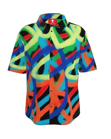 Spray Painted Multicolor Defy Button Up Shirt Mikey Yaw