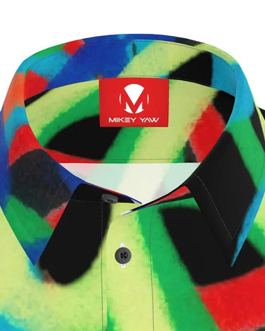 Spray Painted Multicolor Defy Button Up Shirt Mikey Yaw