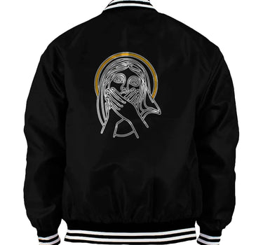 The Exasperated Virgin Mother Men's Varsity Bomber Jacket