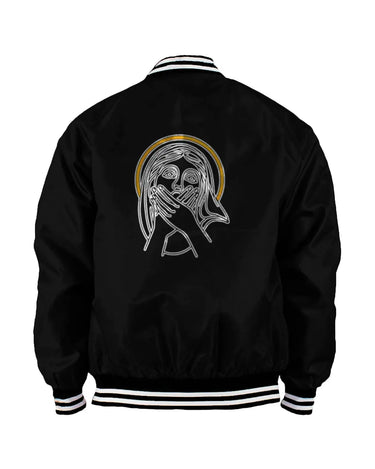 The Exasperated Virgin Mother Men's Varsity Bomber Jacket