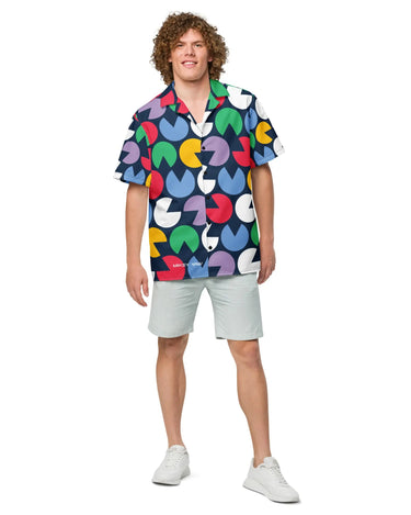 Color Pop Unisex Button Down Short Sleeve Shirt - Mikey Yaw