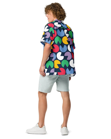 Color Pop Unisex Button Down Short Sleeve Shirt - Mikey Yaw