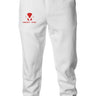 White Midweight Fleece Jogger Sweatpants with Red Logo - Mikey Yaw