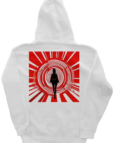 White Zipper Hoodie with Abstract Image of a Woman - Mikey Yaw