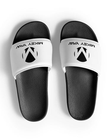 Women's White with Black Monogram Slides Mikey Yaw