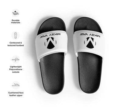 Women's White with Black Monogram Slides Mikey Yaw