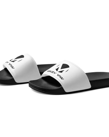 Women's White with Black Monogram Slides Mikey Yaw