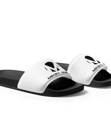 Women's White with Black Monogram Slides Mikey Yaw