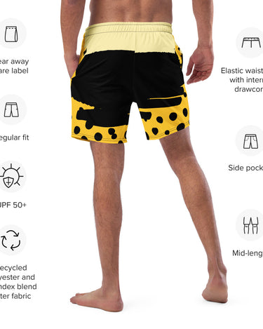 Yellow and Black Abstract Men's Swim Trunks - Mikey Yaw