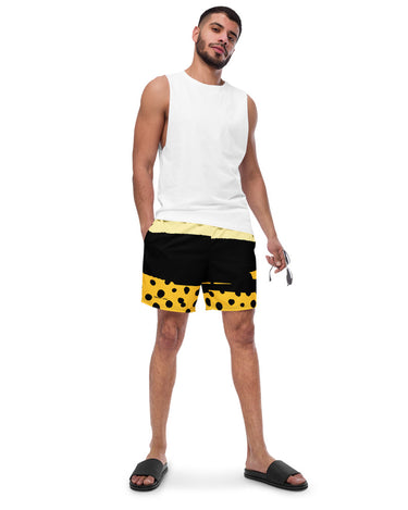 Yellow and Black Abstract Men's Swim Trunks - Mikey Yaw