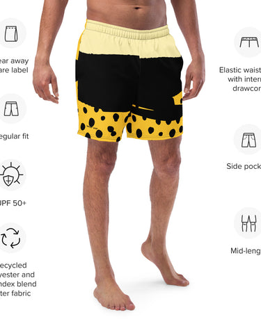 Yellow and Black Abstract Men's Swim Trunks - Mikey Yaw