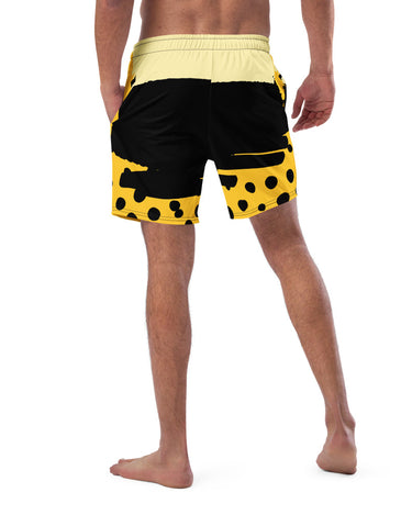 Yellow and Black Abstract Men's Swim Trunks - Mikey Yaw