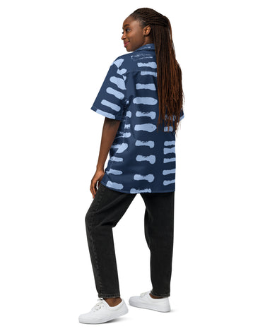 Blue Abstract Button Down Unisex Shirt - Mikey Yaw