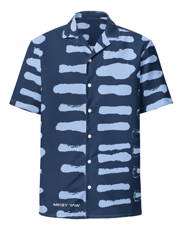 Blue Abstract Button Down Unisex Shirt - Mikey Yaw