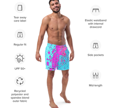 Evaporate Paint Splatter Men's Swim Trunks - Mikey Yaw